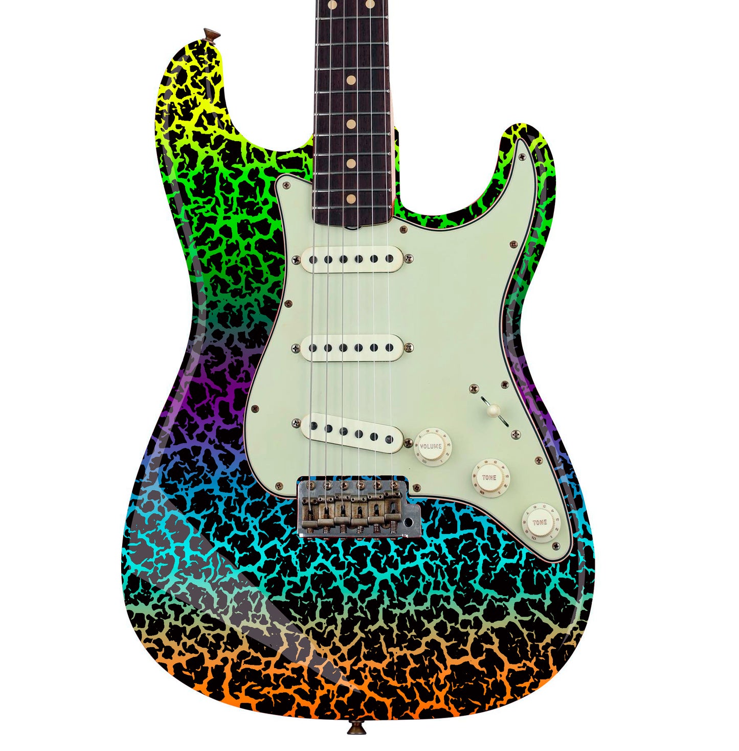 80's Metal Crackle Paint Selection Guitar/Bass Skin Wrap Sticker Skin. Rainbow GS209