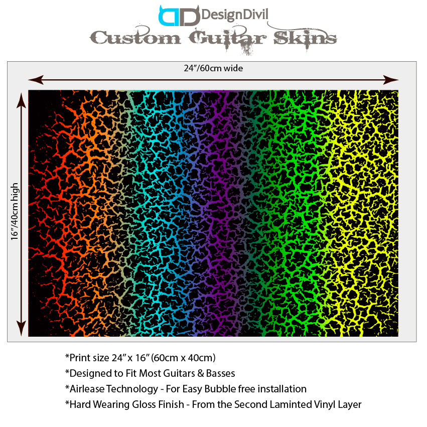 80's Metal Crackle Paint Selection Guitar/Bass Skin Wrap Sticker Skin. Rainbow GS209