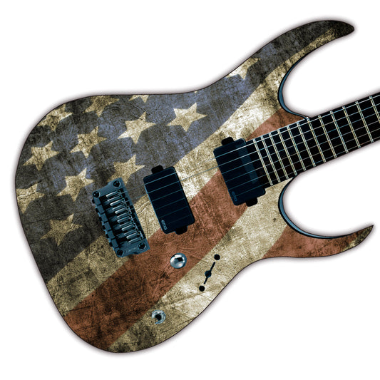 DesignDivil Custom Guitar Skin Wrap Laminated Vinyl Air Lease Decal. USA Grunge Flag GS20