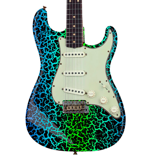 80's Metal Crackle Paint Selection Guitar/Bass Skin Wrap Sticker Skin. Slime Line GS210