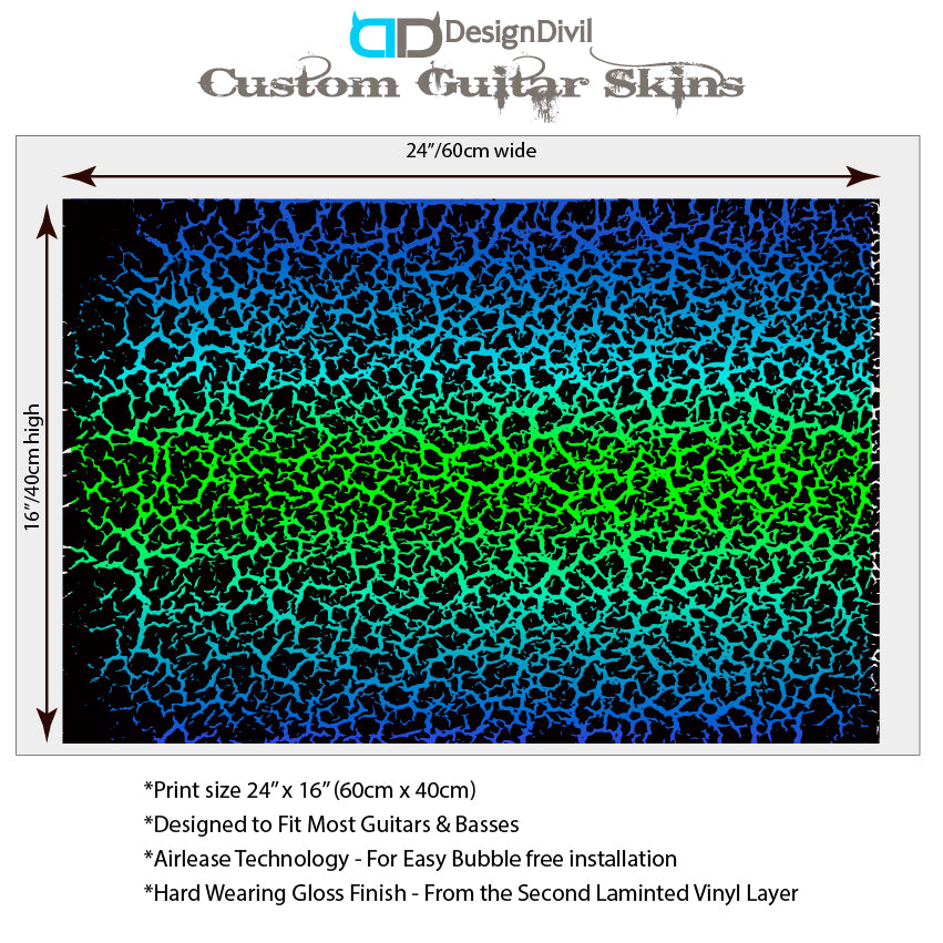 80's Metal Crackle Paint Selection Guitar/Bass Skin Wrap Sticker Skin. Slime Line GS210