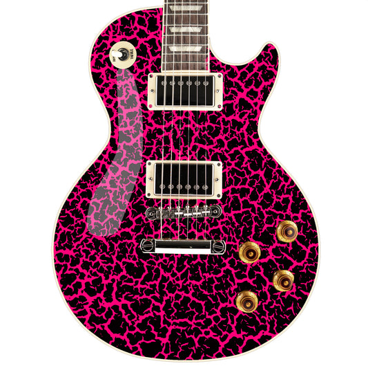 80's Metal Crackle Paint Selection Guitar/Bass Skin Wrap Sticker Skin. Neon Pink GS212