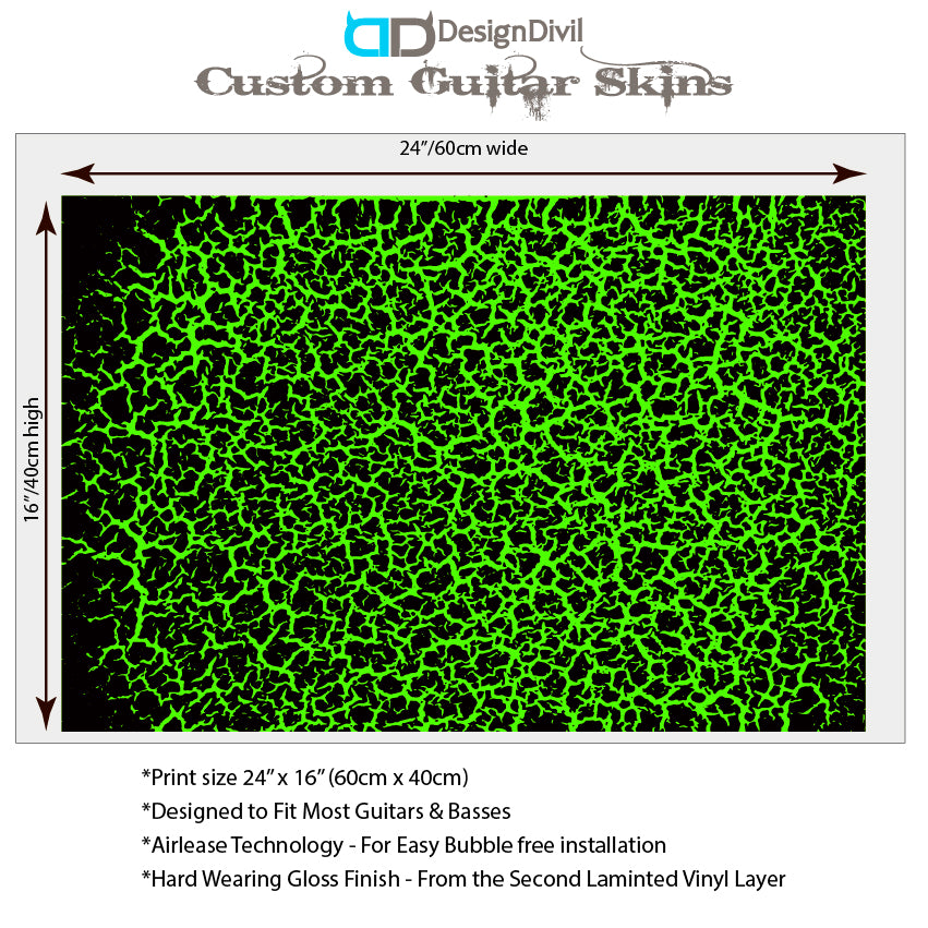 80's Metal Crackle Paint Selection Guitar/Bass Skin Wrap Sticker Skin. Slime Bag GS213