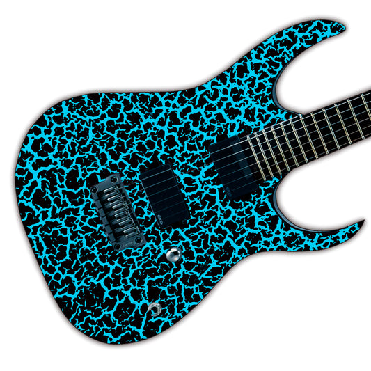 80's Metal Crackle Paint Selection Guitar/Bass Skin Wrap Sticker Skin. Blue Move GS215