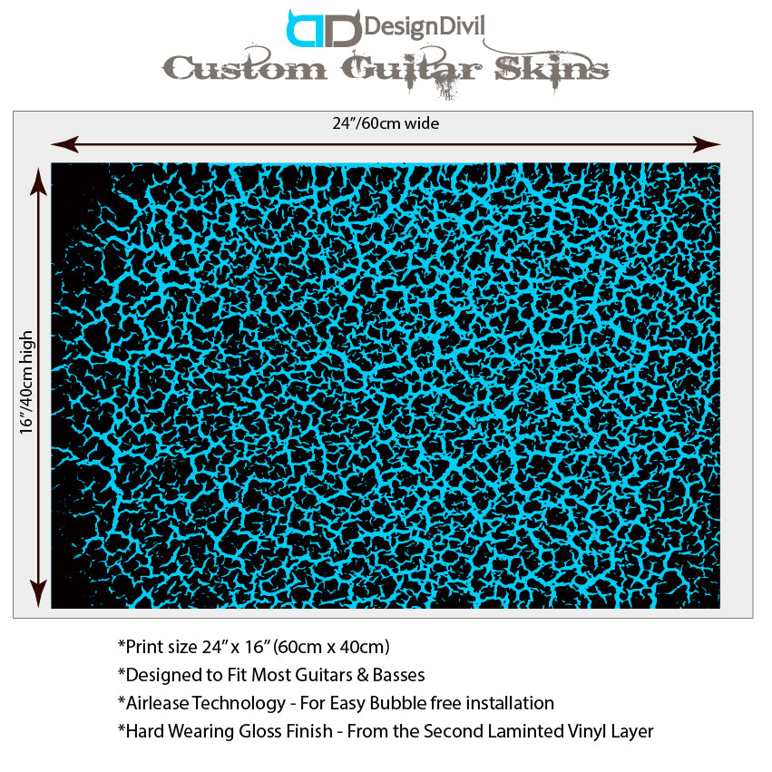 80's Metal Crackle Paint Selection Guitar/Bass Skin Wrap Sticker Skin. Blue Move GS215