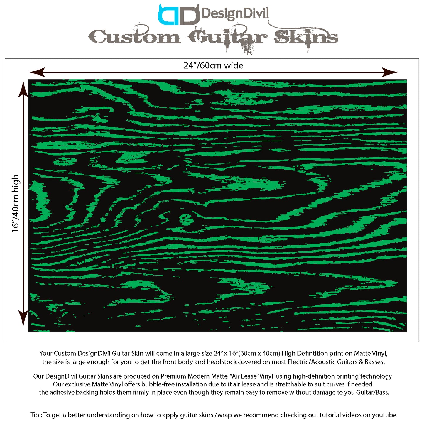 Guitar, Bass or Acoustic Skin Wrap Laminated Vinyl Decal Sticker The Grain B&G GS27