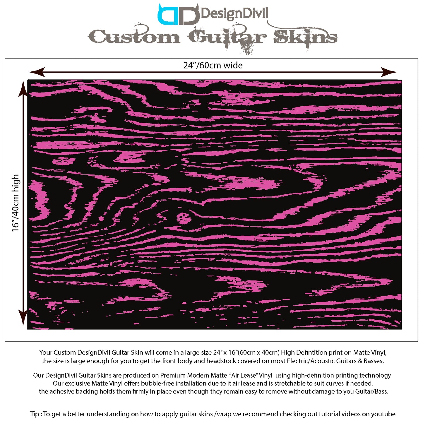 Guitar, Bass, Acoustic Skin Wrap Laminated Vinyl Decal Sticker The Grain B&P GS32.