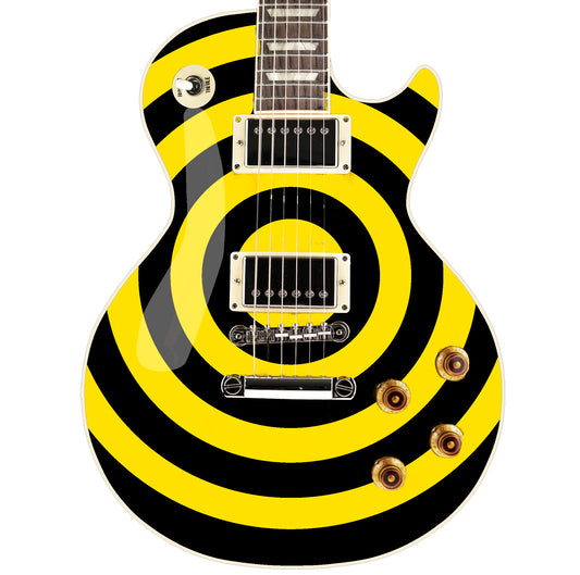 Bullseye Guitar Laminated Skin Wrap Vinyl Decal Stickers Guitar/Bass. Yellow & Black GS33