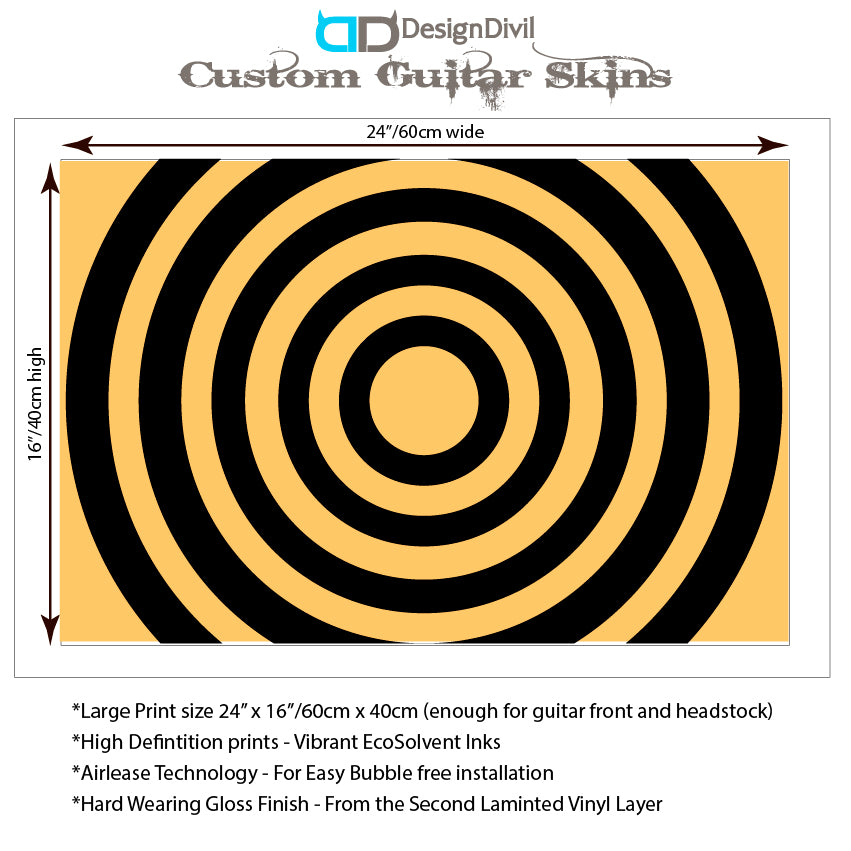 Bullseye Guitar Laminated Skin Wrap Vinyl Decal Stickers Guitar/Bass. Vintage Cream & Black GS35