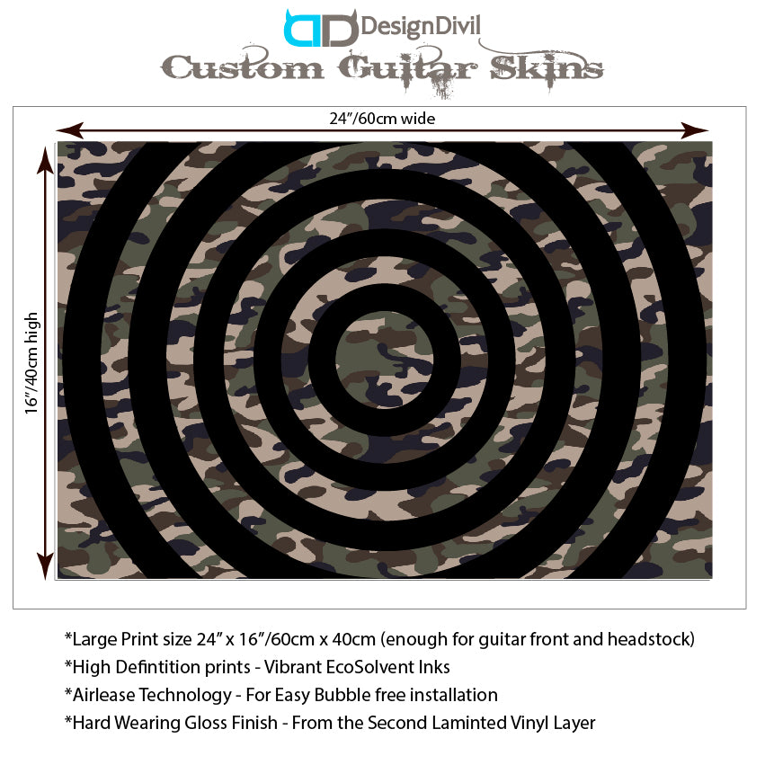 Bullseye Guitar Laminated Skin Wrap Vinyl Decal Stickers Guitar/Bass. Came Black GS38