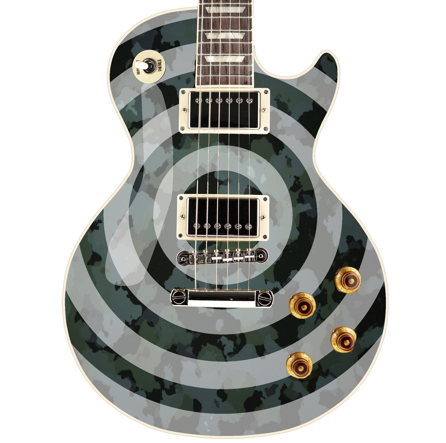 Bullseye Guitar Laminated Skin Wrap Vinyl Decal Stickers Guitar/Bass. White Camo GS39