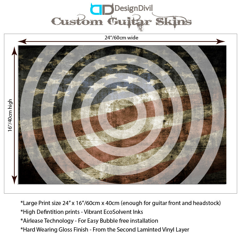 Bullseye Guitar Laminated Skin Wrap Vinyl Decal Stickers Guitar/Bass. White Camo GS40