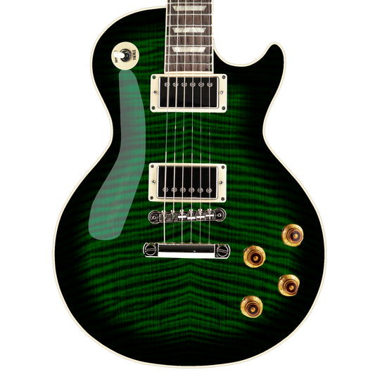 LP Type Guitar Skin Wrap Vinyl Decal Sticker Flamed Maple Dark Green Burst GS44