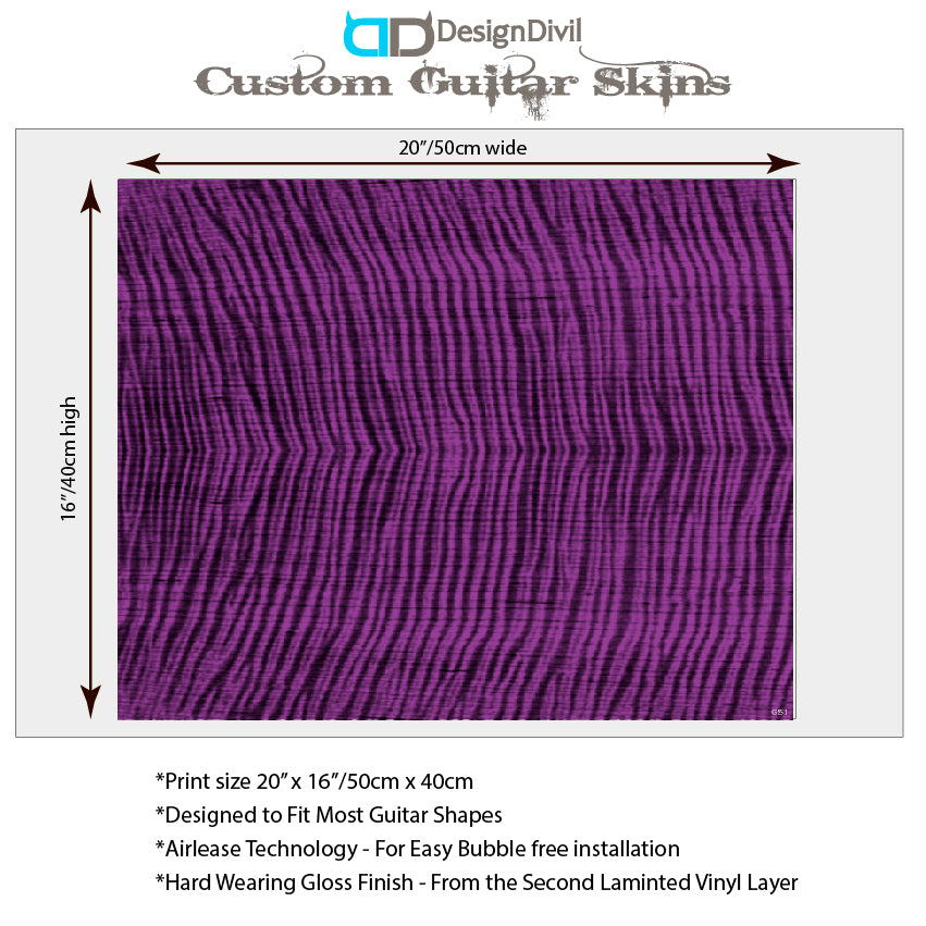 Guitar Skin Wrap Laminated Vinyl Decal Sticker The Purple Flamed Maple GS51