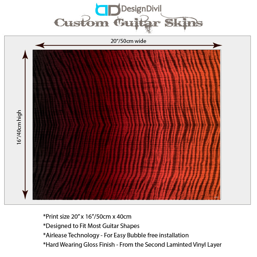Guitar Skin Wrap Laminated Vinyl Decal Sticker The Cherry Fade Flamed Maple GS57