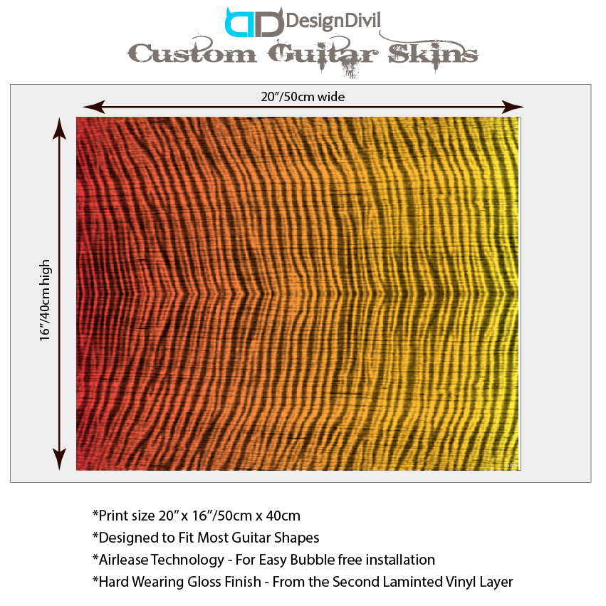 Guitar Skin Wrap Laminated Vinyl Decal Sticker The Tiger Fade Flamed Maple GS59