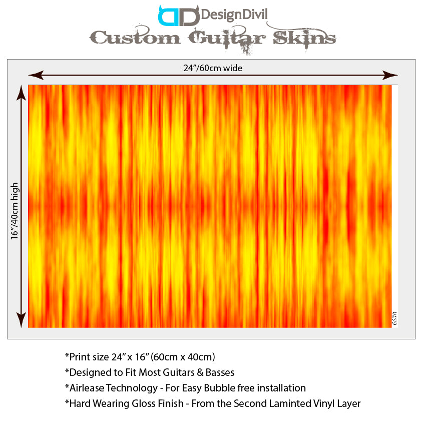 Guitar, Bass or Acoustic Skin Wrap Laminated Vinyl Decal Sticker The 80's Flame GS70