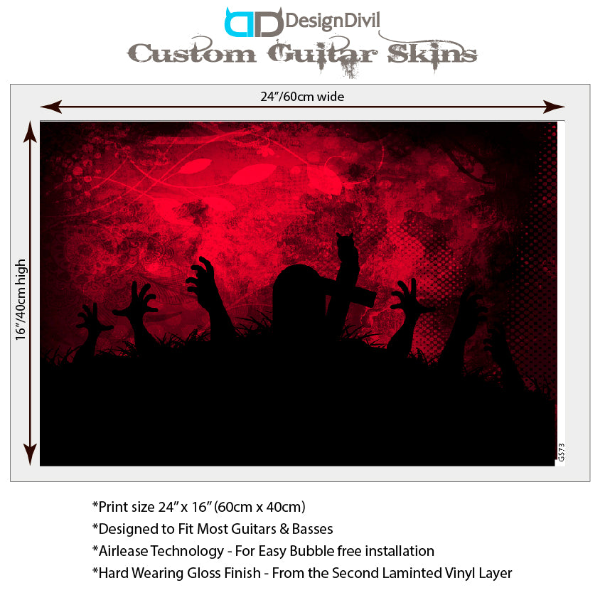 Guitar, Bass or Acoustic Skin Wrap Laminated Vinyl Decal Sticker The UnDead GS73