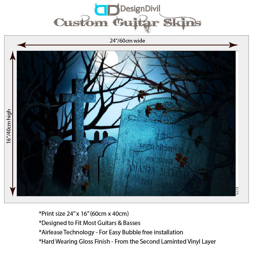 Guitar, Bass or Acoustic Skin Wrap Laminated Vinyl Decal Sticker The Graveyard GS75