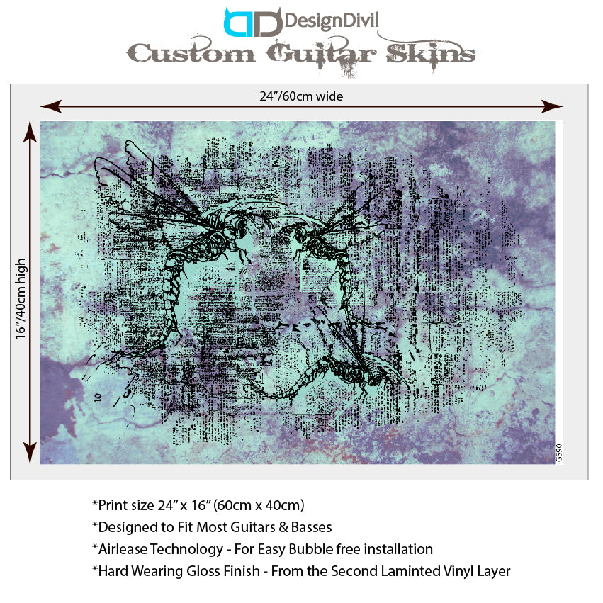 Guitar, Bass or Acoustic Skin Wrap Laminated Vinyl Decal Sticker The Hornet GS90