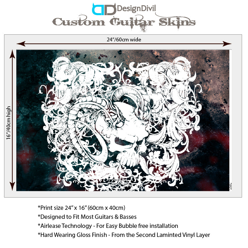 Guitar, Bass or Acoustic Skin Wrap Laminated Vinyl Decal Sticker The Warlord GS92