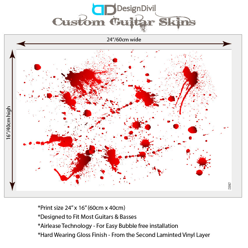 Guitar, Bass or Acoustic Skin Wrap Laminated Vinyl Decal Sticker Crime Scene GS97.