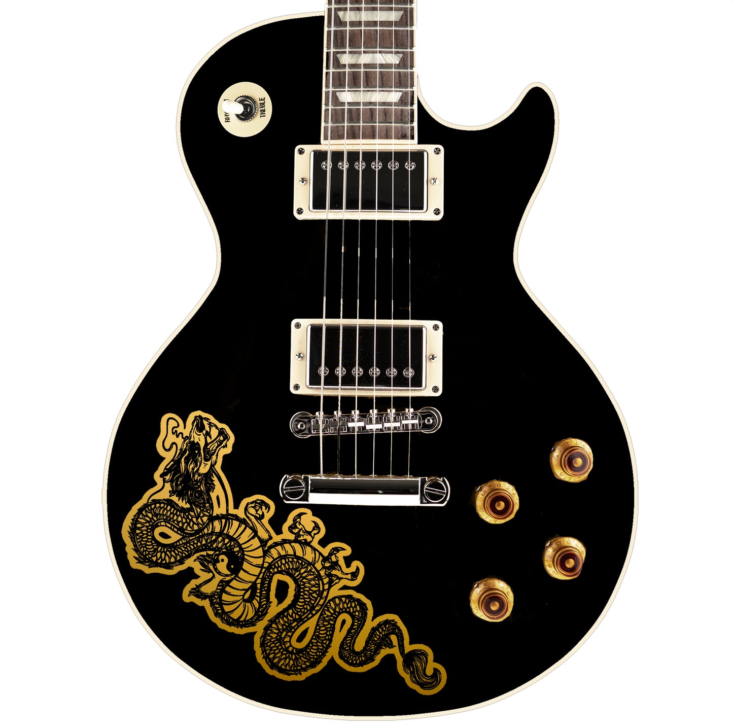 Custom Made Fire Dragon Decal Sticker Fits Guitars & Basses. 3 colour options.