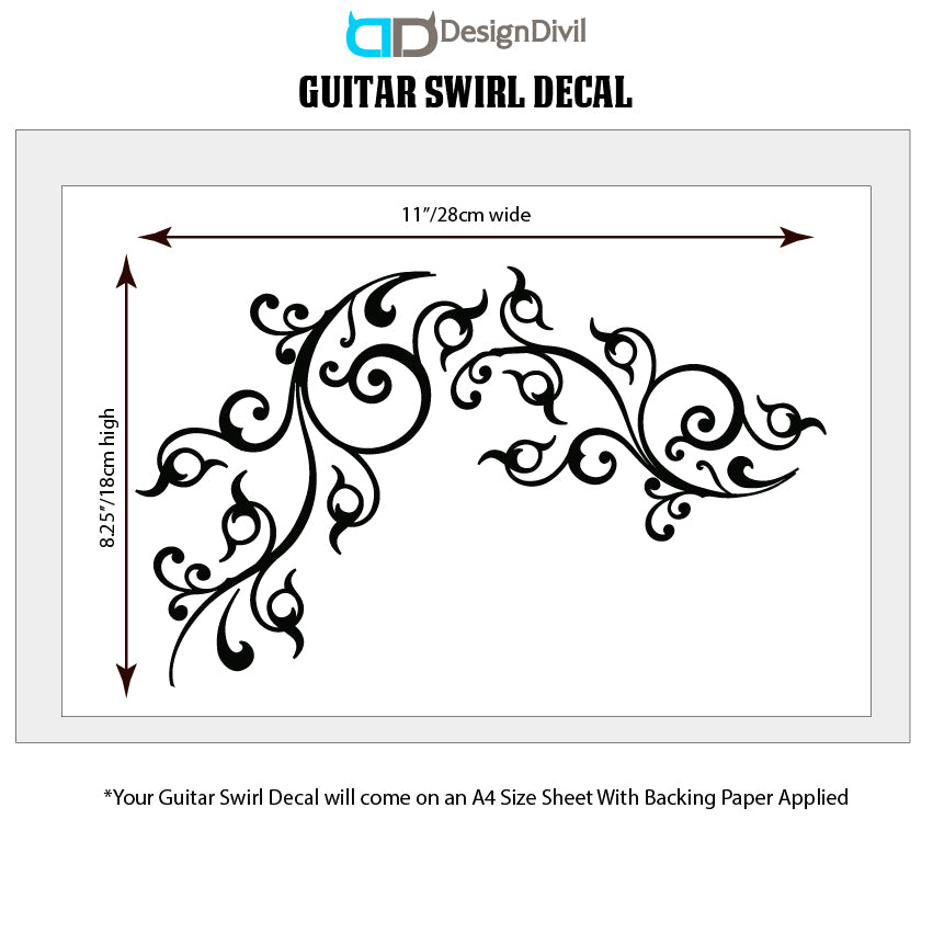 Custom Made Flower Swirl Sticker Fits Guitars & Basses. Colour Options Available.