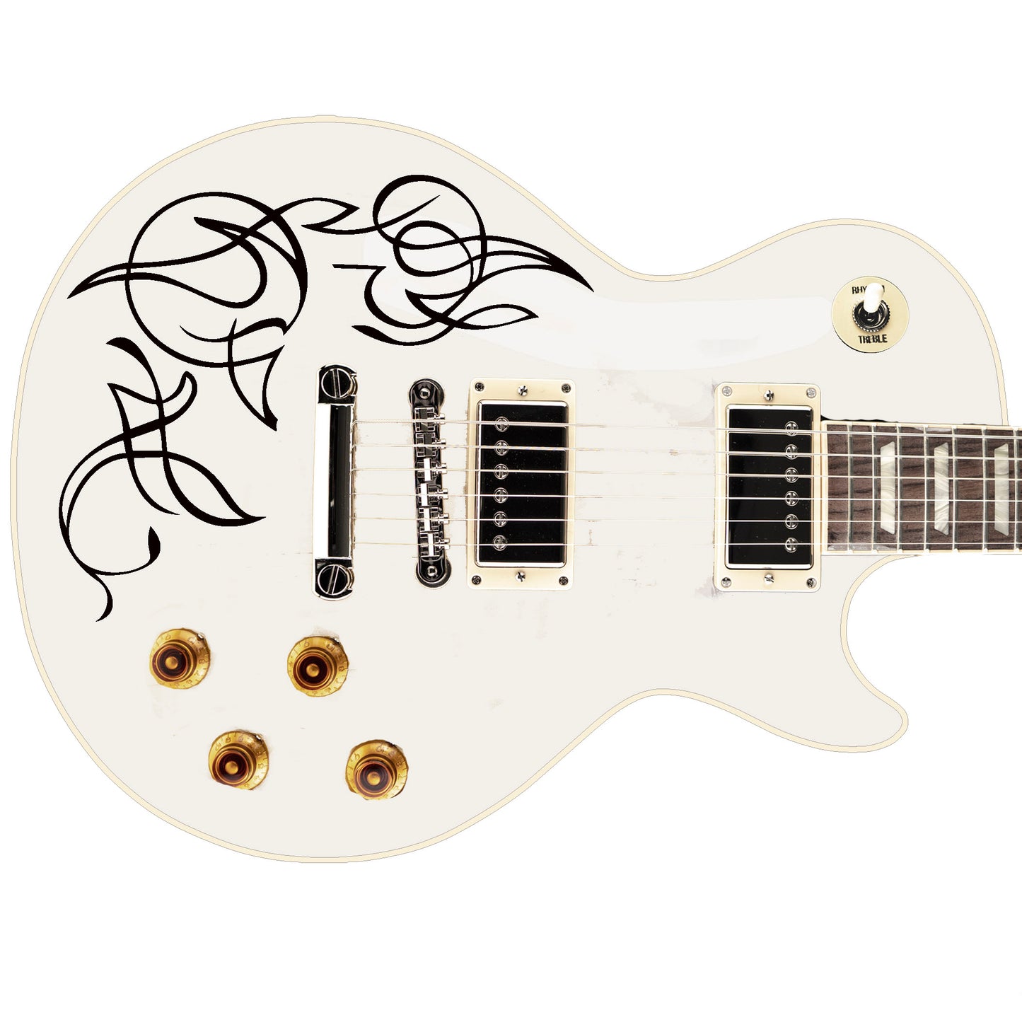 Custom Made Pin Stripe Swirl Decal Sticker Fits Guitars & Basses. Colour Options Available.