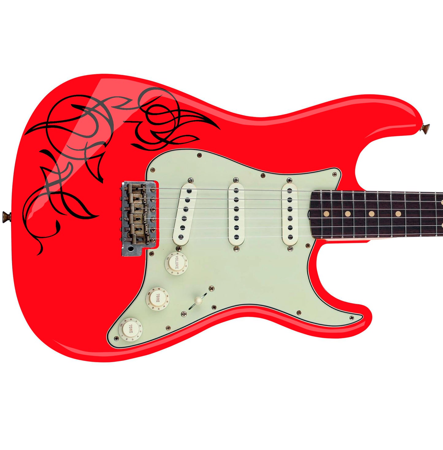 Custom Made Pin Stripe Swirl Decal Sticker Fits Guitars & Basses. Colour Options Available.