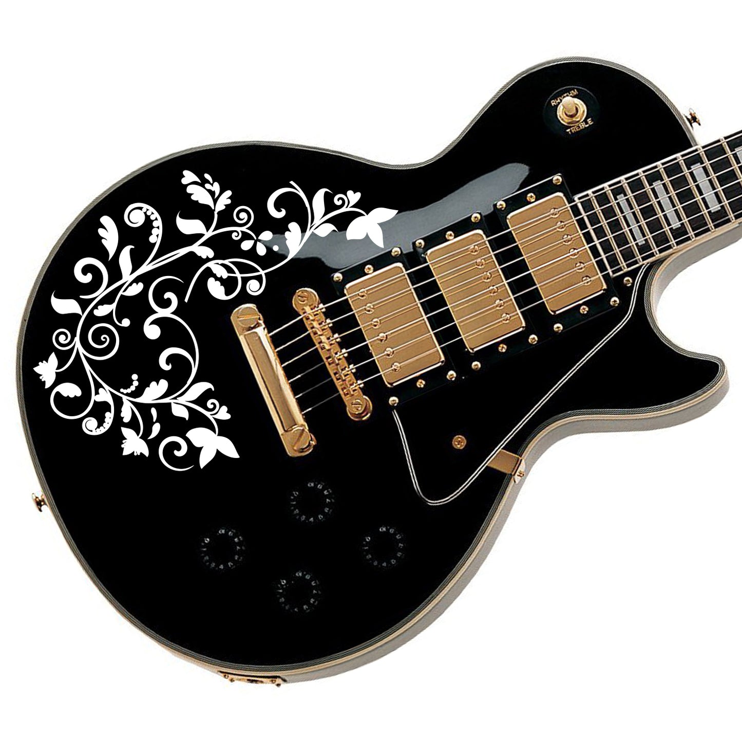 The Floral Swirl Guitar Vinyl Matte Decal Sticker.