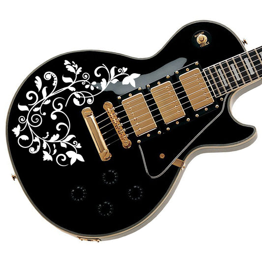 The Floral Swirl Guitar Vinyl Matte Decal Sticker.
