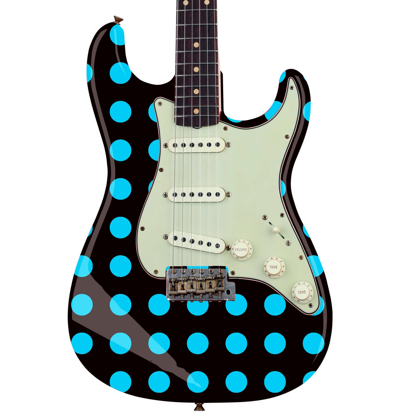 Custom Made Polka Dot Decal Sticker to fit Guitars & Basses. Colour Option Available.