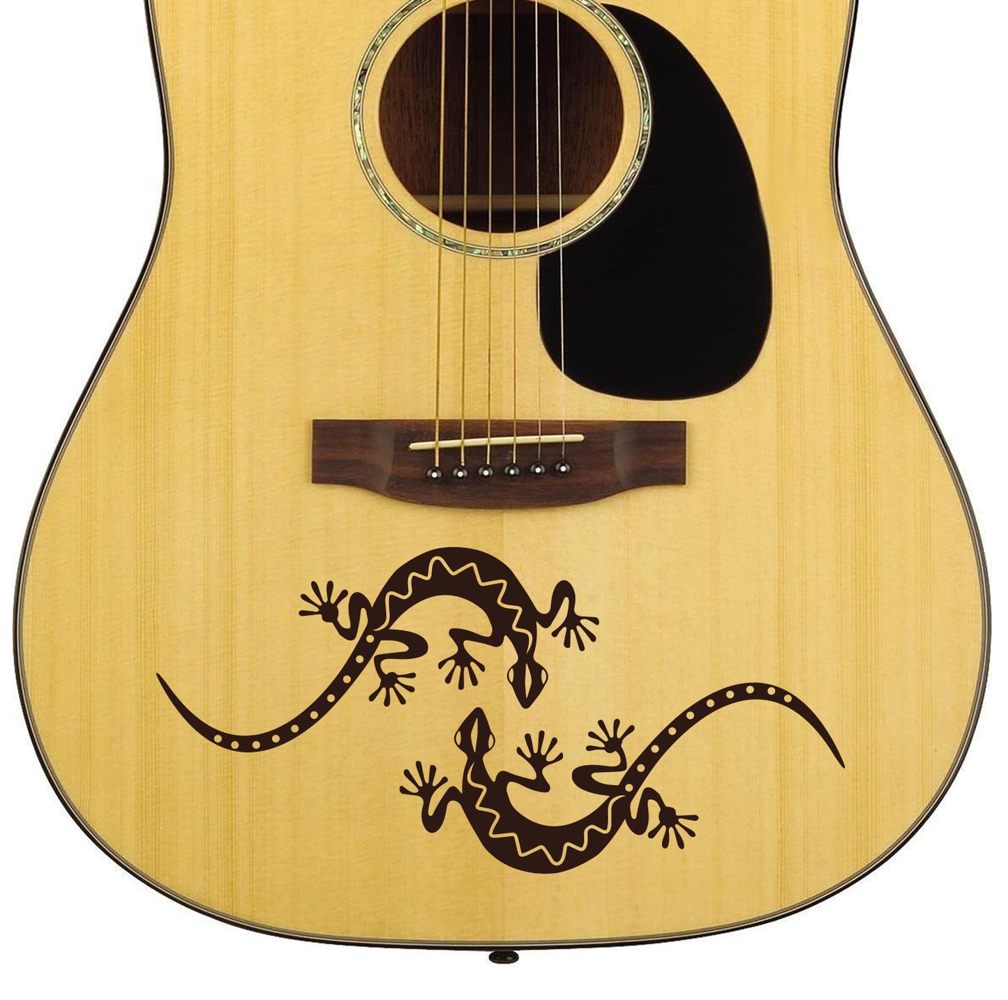 Pair of Spanish Geckos. Acoustic Guitar Vinyl Matte Decal Stickers. Colour Options.