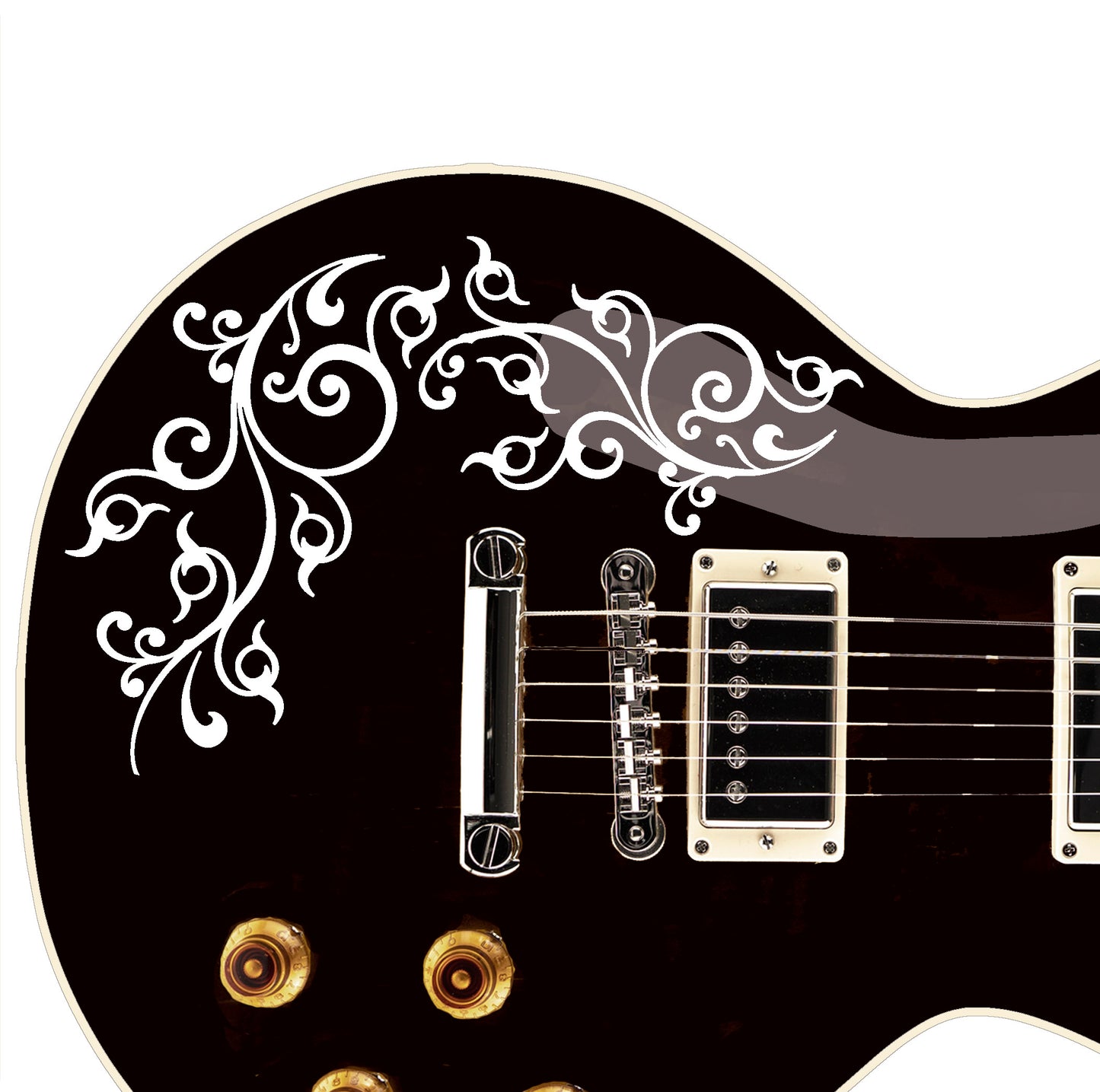 Custom Made Flower Swirl Sticker Fits Guitars & Basses. Colour Options Available.