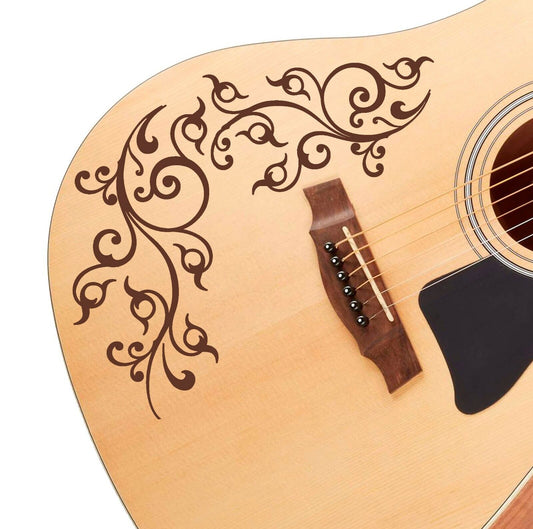 Pro Acoustic Floral Swirl. Guitar Vinyl Matte Decal Sticker.