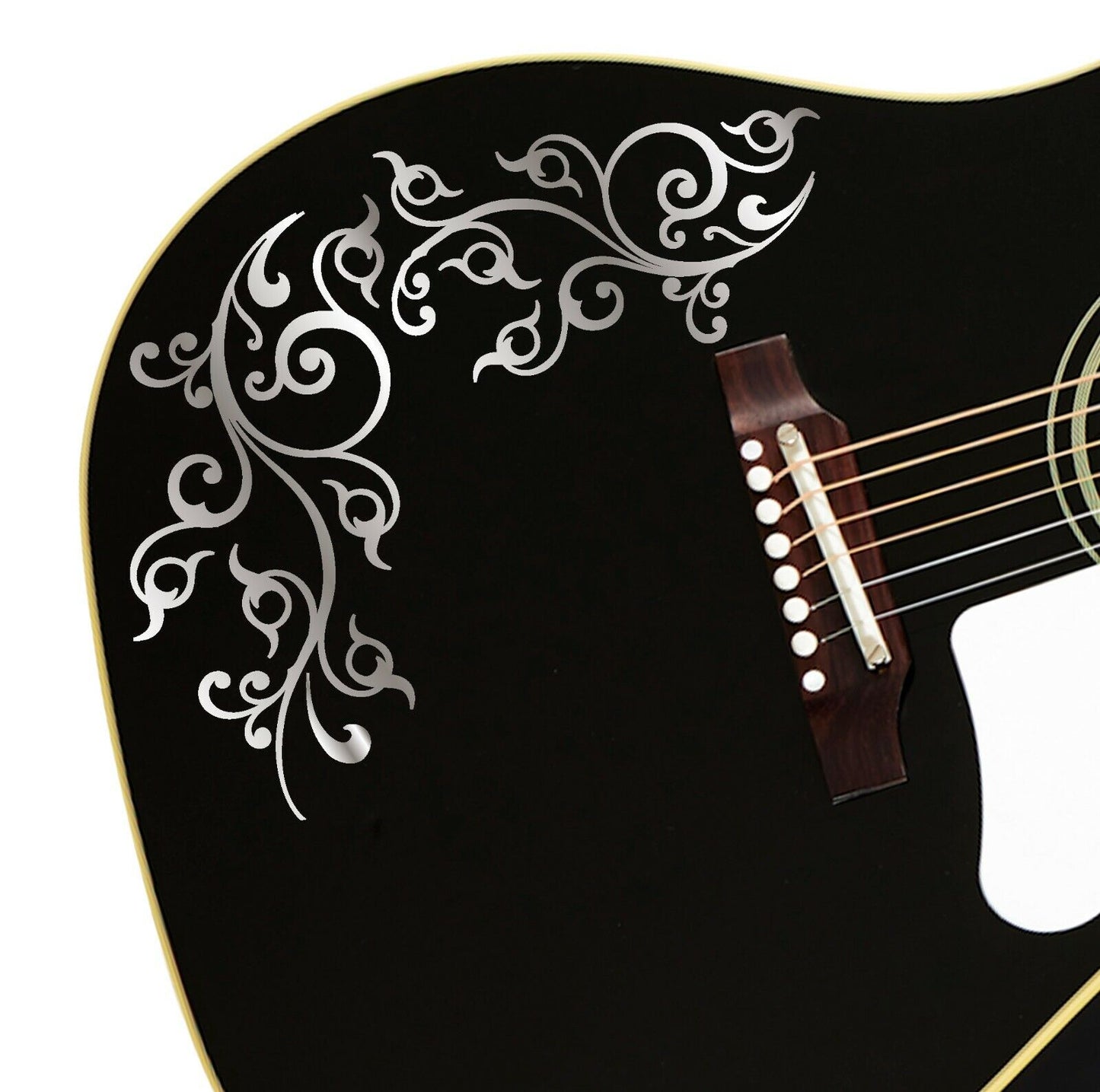 Pro Acoustic Floral Swirl. Guitar Vinyl Matte Decal Sticker.