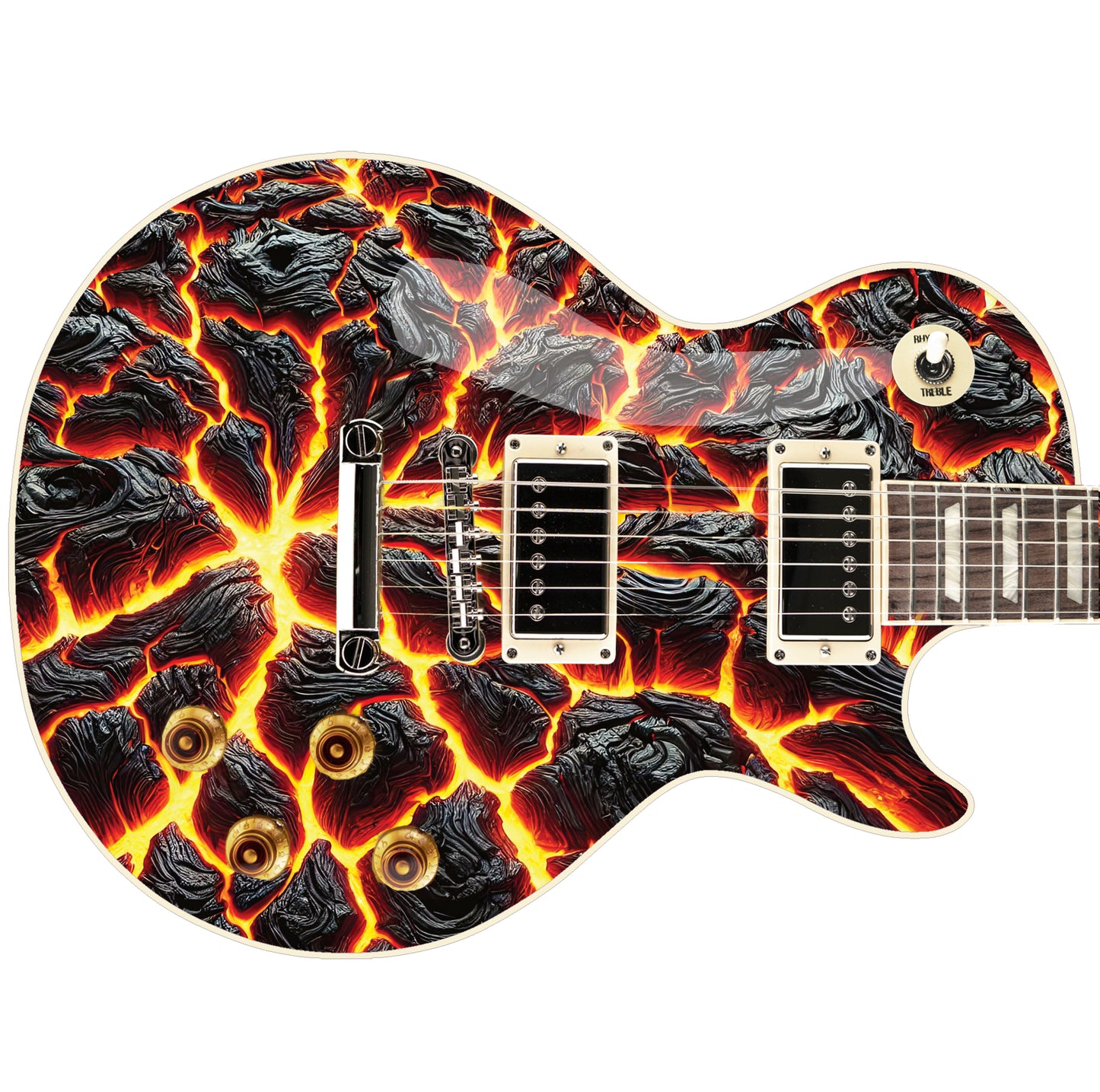 Guitar or Bass 'Lava River' Graphic Style Skin Wrap -Custom Laminated Printed Vinyl Sticker Decal