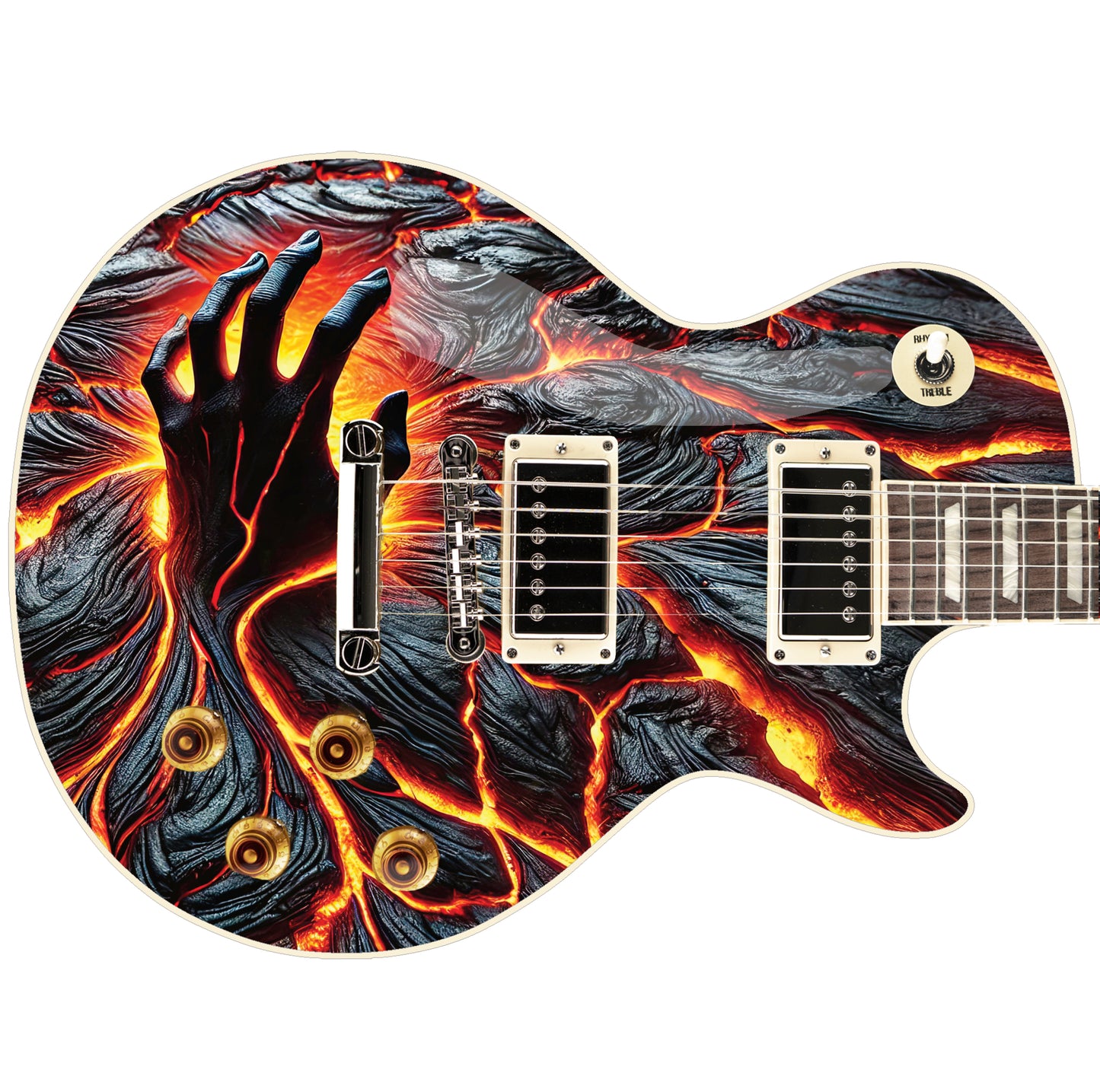 Guitar 'The Lava Hand' Horror Fan Skin Wrap - Custom Laminated Printed Vinyl Sticker Decal - Fits most Guitars and Basses.