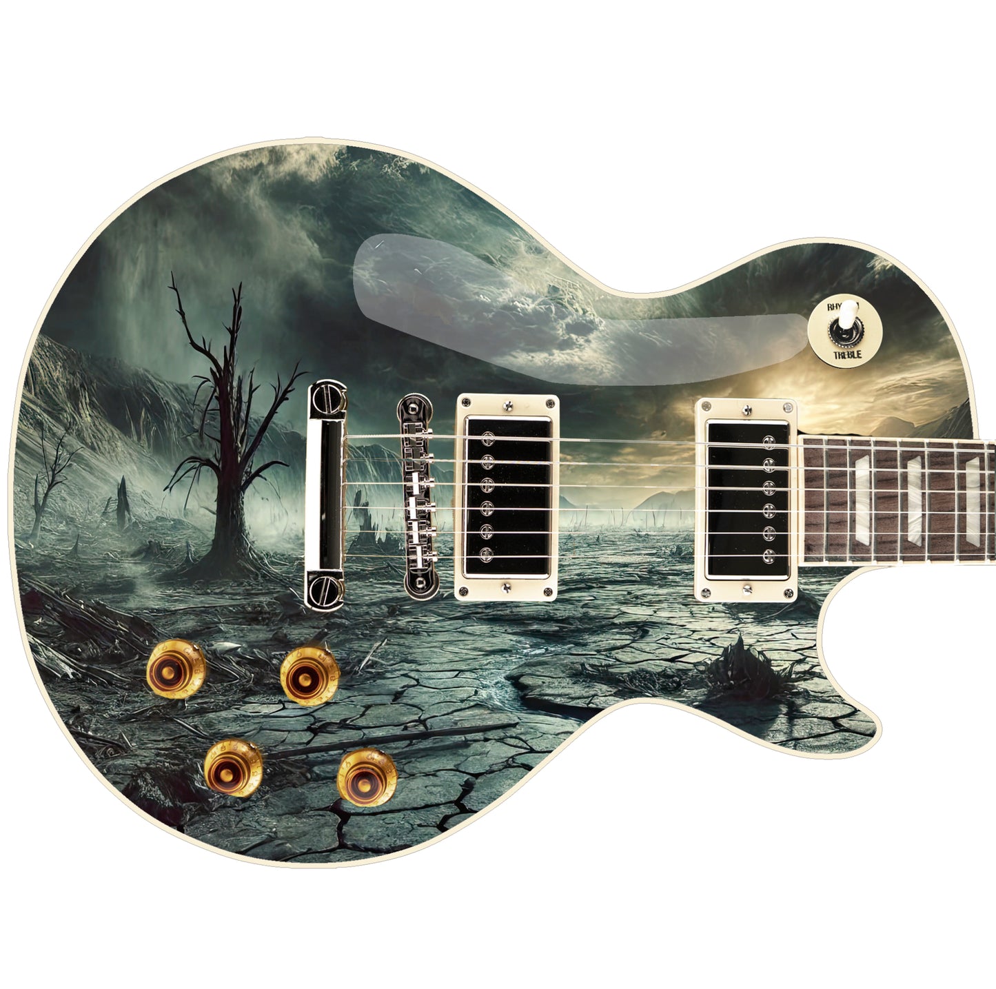 Guitar 'The Apocalypse Wasteland' Graphic Style Skin Wrap -Custom Laminated Printed Vinyl Sticker Decal- Fits most Guitars and Basses.