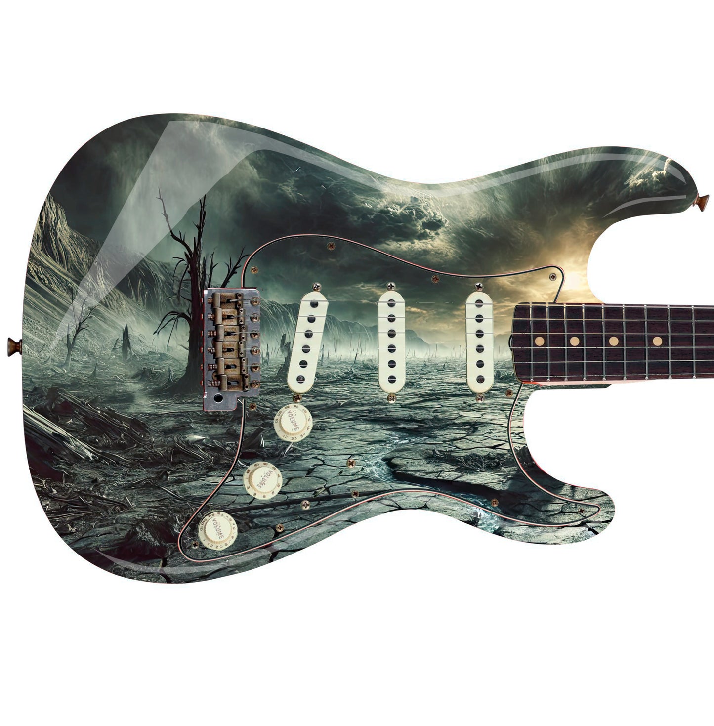 Guitar 'The Apocalypse Wasteland' Graphic Style Skin Wrap -Custom Laminated Printed Vinyl Sticker Decal- Fits most Guitars and Basses.