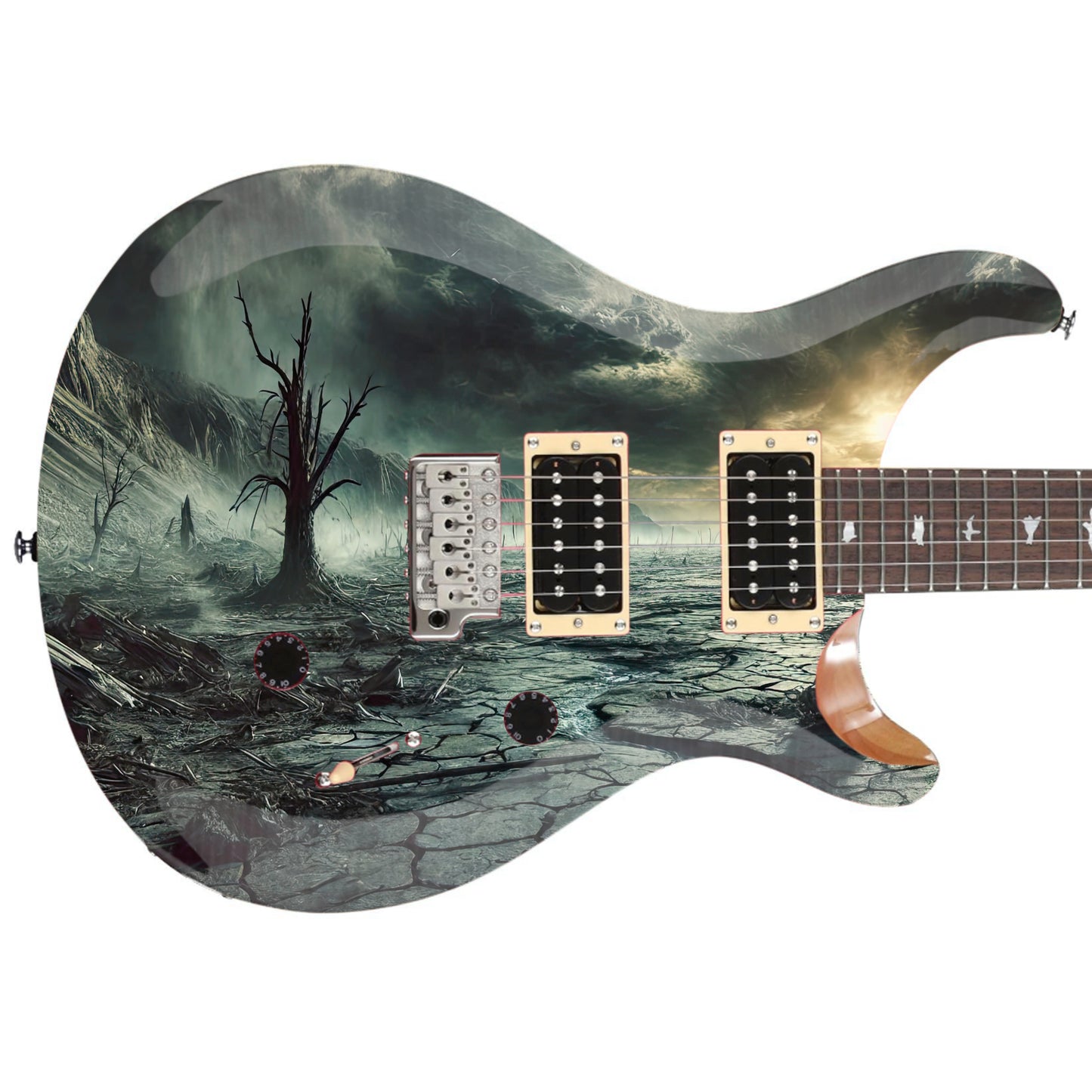 Guitar 'The Apocalypse Wasteland' Graphic Style Skin Wrap -Custom Laminated Printed Vinyl Sticker Decal- Fits most Guitars and Basses.