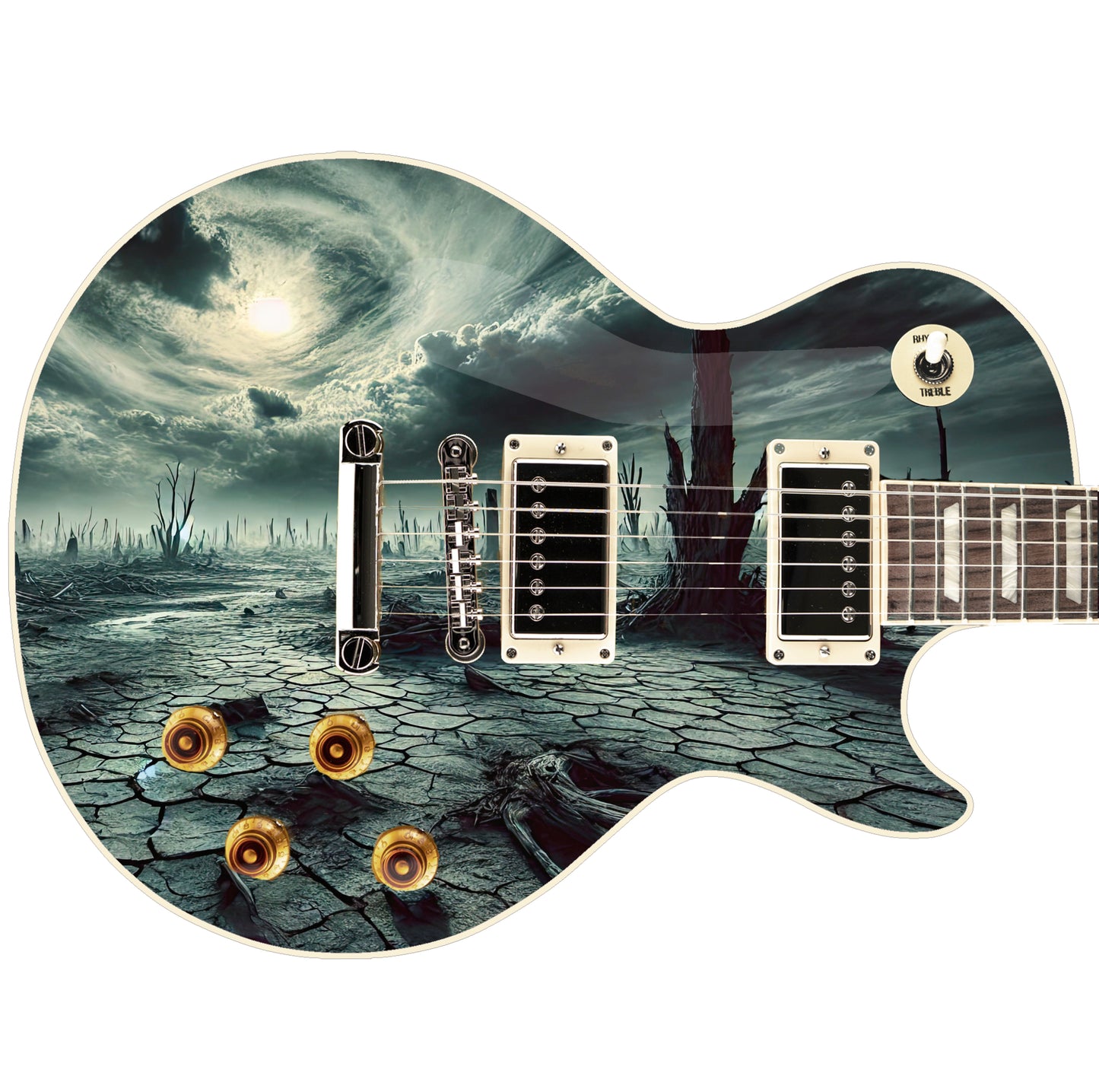 Guitar 'The Aftermath' Horror Fan Custom Skin Wrap - Laminated Printed Vinyl Sticker Decal - Fits most Guitars and Basses.