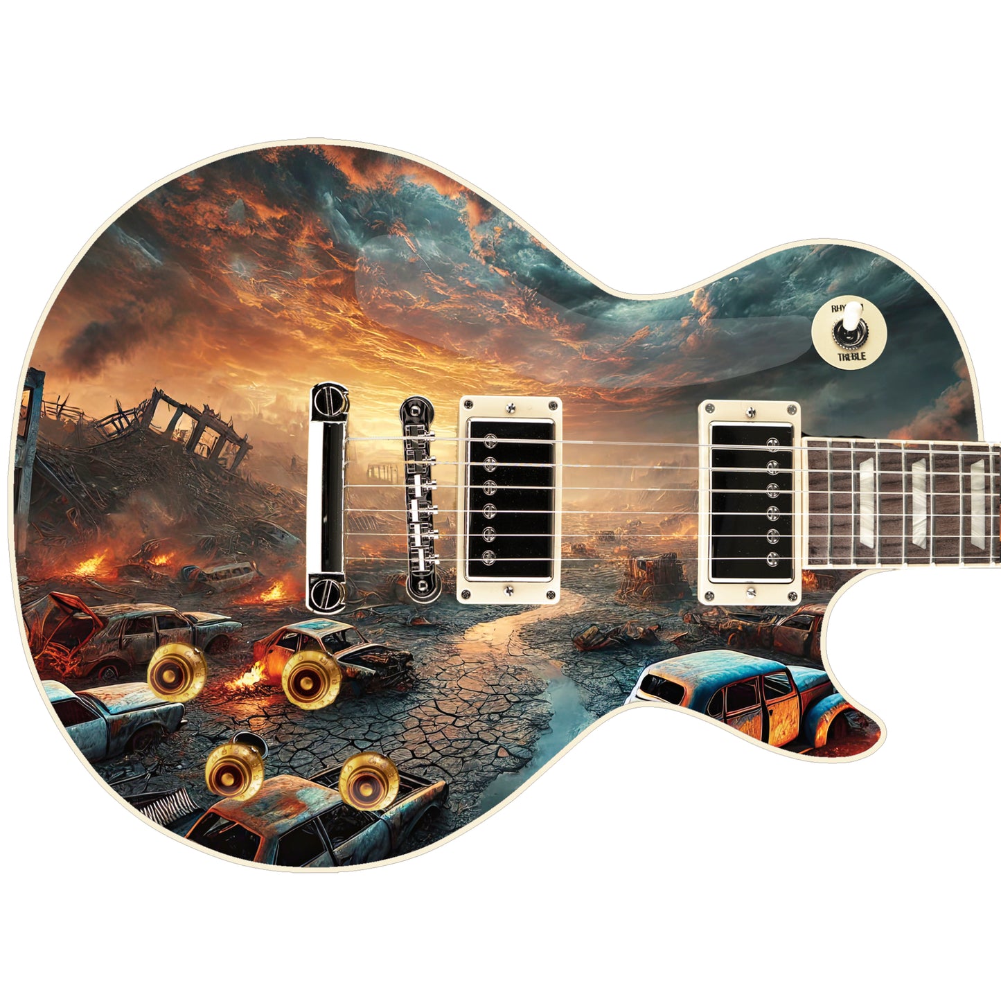 The Fallout Custom Guitar Skin Wrap - Laminated Printed Vinyl Decal Sticker - Fits most Guitars and Basses.