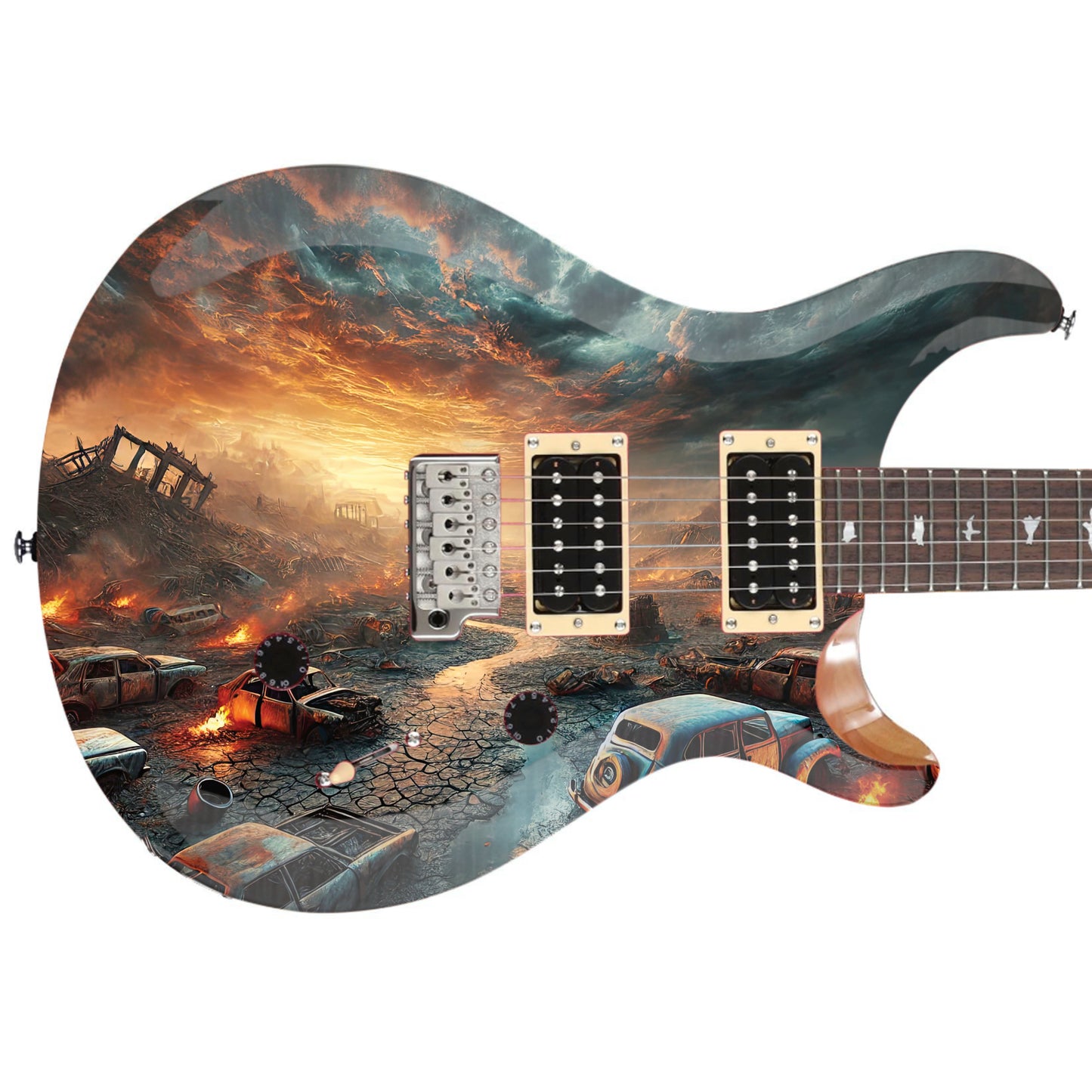 The Fallout Custom Guitar Skin Wrap - Laminated Printed Vinyl Decal Sticker - Fits most Guitars and Basses.