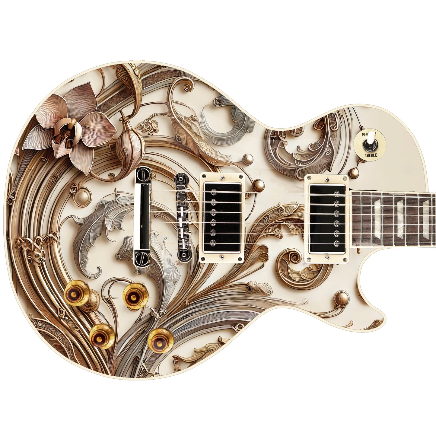 The Art Nouveau Guitar Cover Skin Wrap - Laminated Printed Vinyl Sticker Decal - Fits most Guitars and Basses.