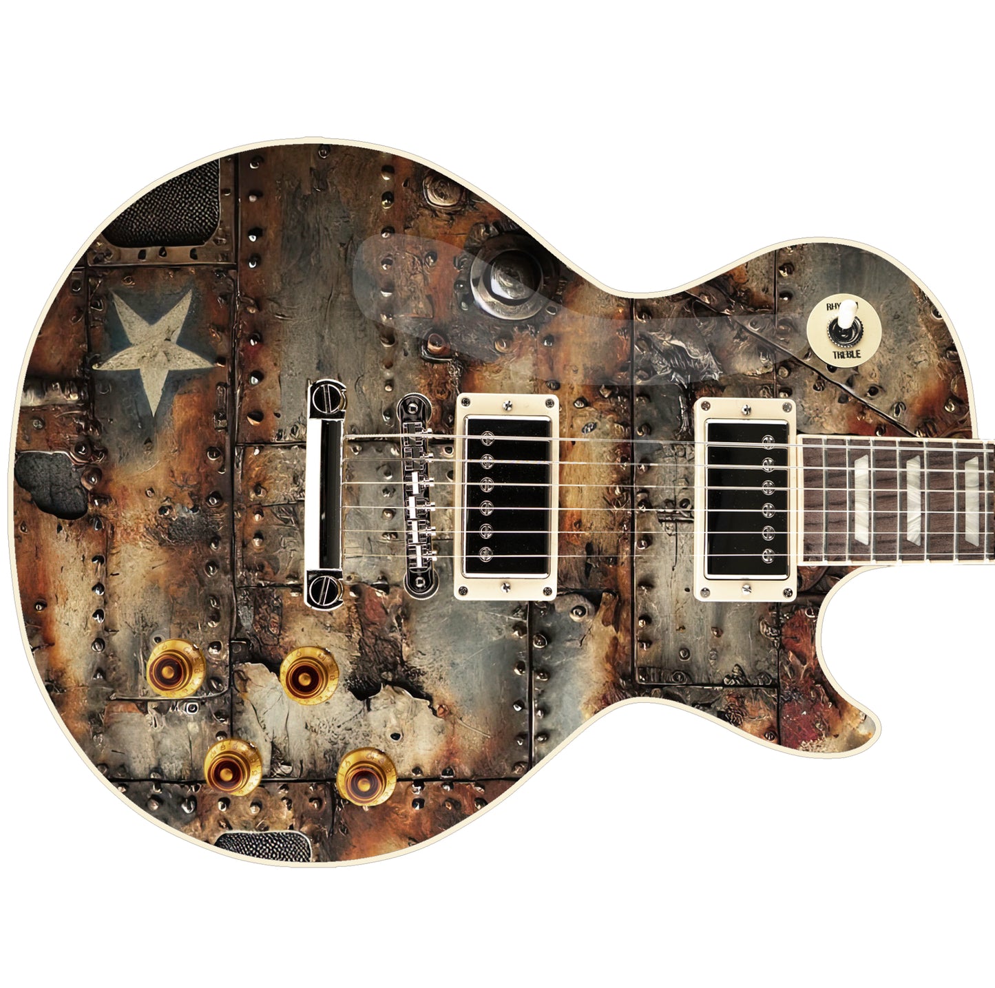 The Vintage War Rust Guitar Graphics Skin Wrap - Laminated Printed Vinyl Sticker Decal - Fits most Guitars and Basses.