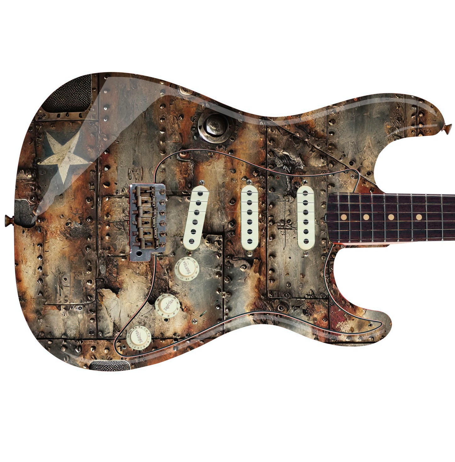 The Vintage War Rust Guitar Graphics Skin Wrap - Laminated Printed Vinyl Sticker Decal - Fits most Guitars and Basses.