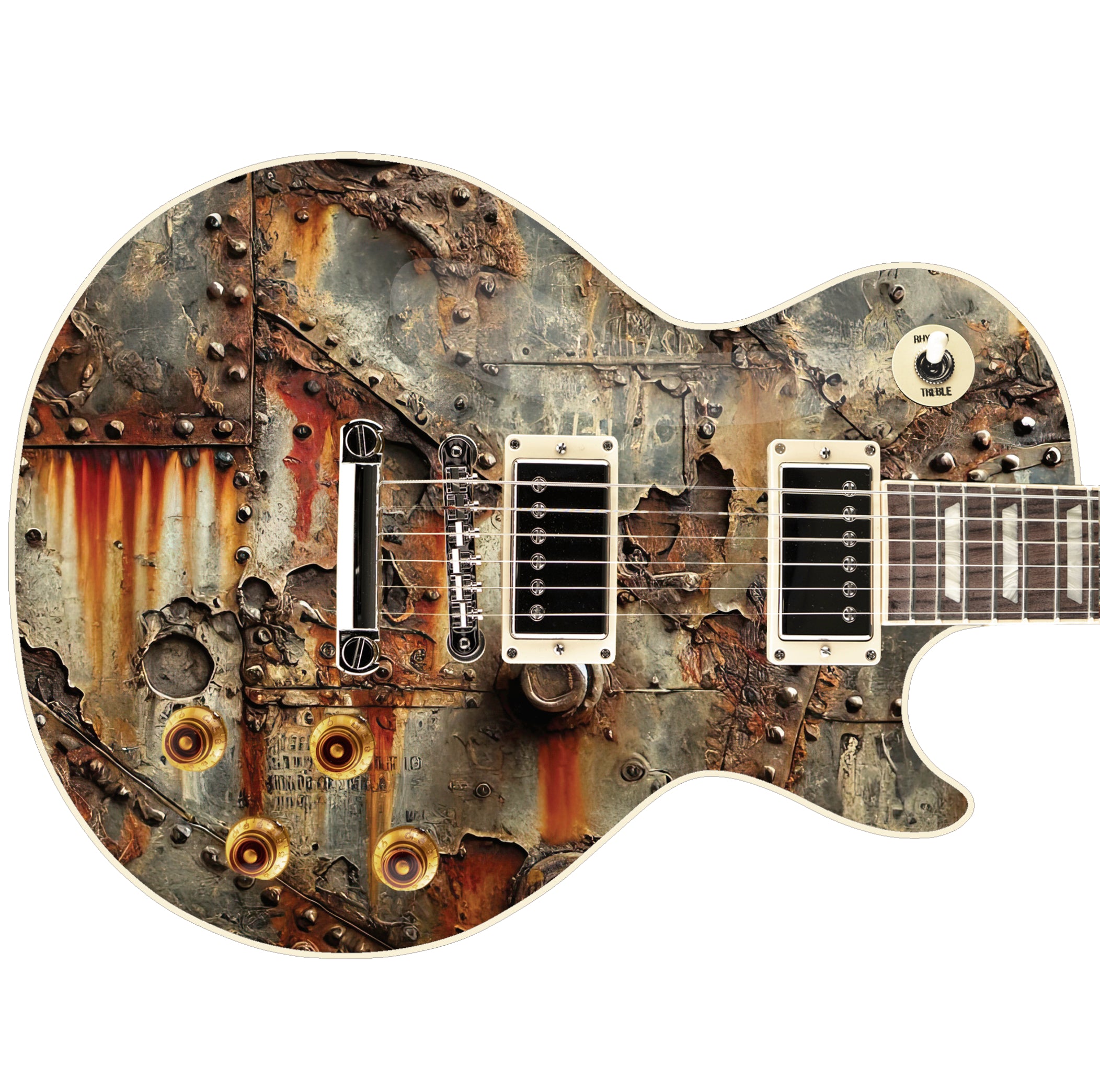The Rusty Aged Guitar Graphics Skin Wrap - Laminated Printed Vinyl Sti ...