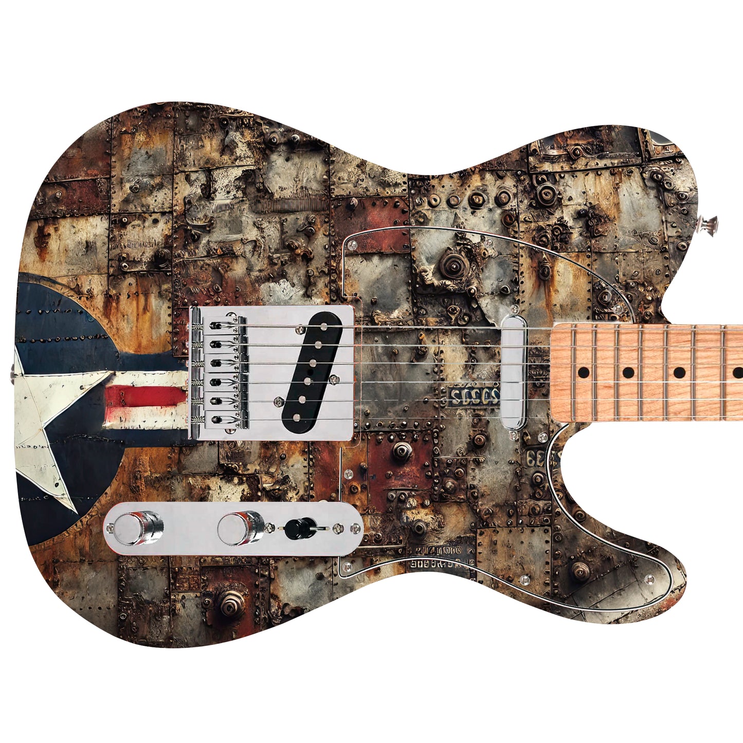 The Rusty War Dog Guitar Skin Wrap - Laminated Printed Graphics Vinyl Sticker Decal - Fits most Guitars and Basses.